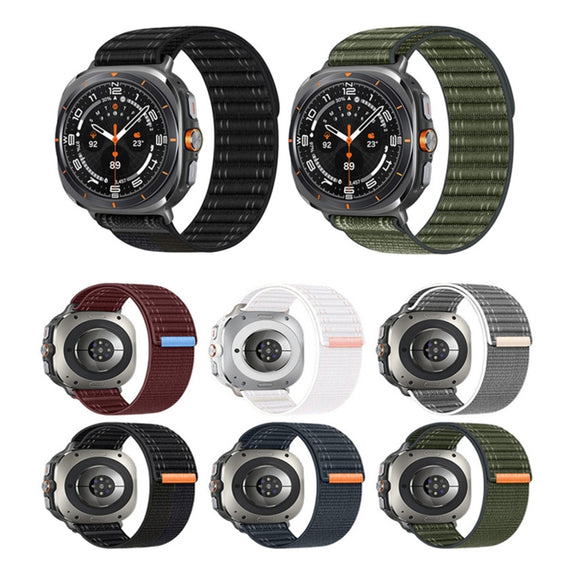 For Samsung Galaxy Watch Ultra 47mm Sea Wave Texture Nylon Hook and Loop Fastener Watch Band(Gray)