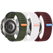 For Samsung Galaxy Watch Ultra 47mm Sea Wave Texture Nylon Hook and Loop Fastener Watch Band(Wine Red)
