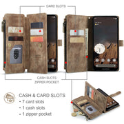 For Google Pixel 9 / 9 Pro CaseMe C30 Card Slots Zipper Wallet Leather Phone Case(Brown)