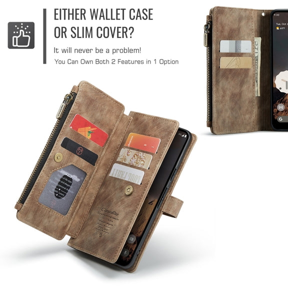 For Google Pixel 9 / 9 Pro CaseMe C30 Card Slots Zipper Wallet Leather Phone Case(Brown)