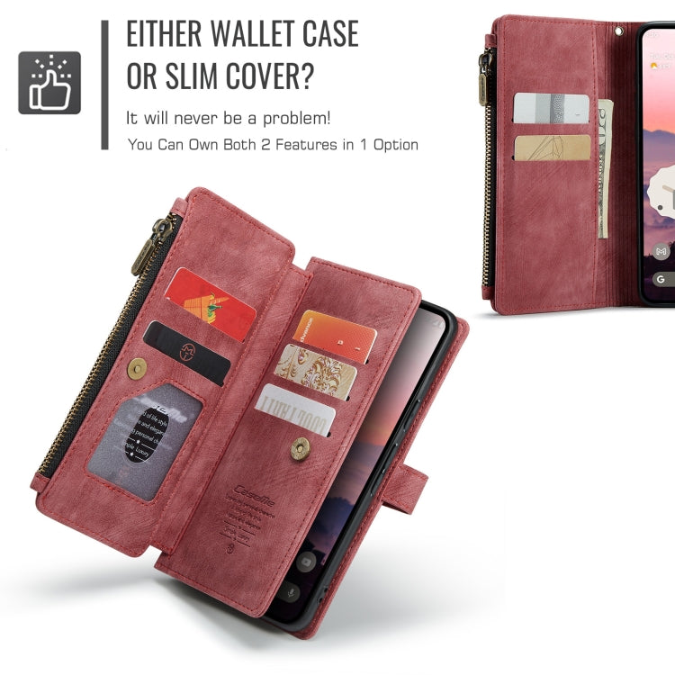 For Google Pixel 9 / 9 Pro CaseMe C30 Card Slots Zipper Wallet Leather Phone Case(Wine Red)