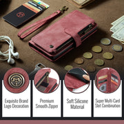 For Google Pixel 9 / 9 Pro CaseMe C30 Card Slots Zipper Wallet Leather Phone Case(Wine Red)