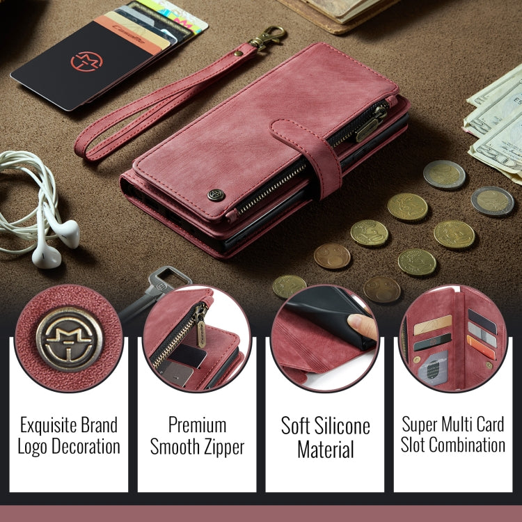 For Google Pixel 9 / 9 Pro CaseMe C30 Card Slots Zipper Wallet Leather Phone Case(Wine Red)
