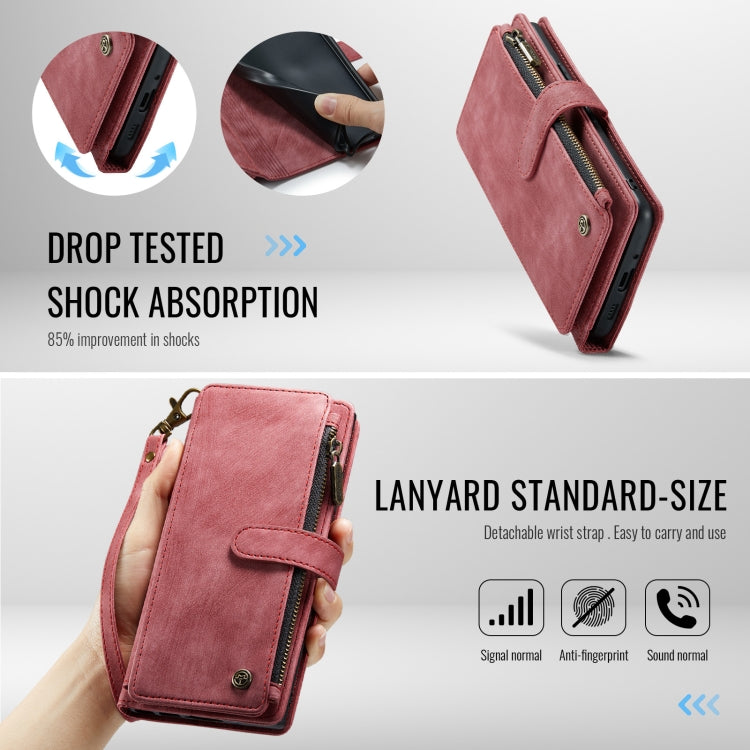 For Google Pixel 9 / 9 Pro CaseMe C30 Card Slots Zipper Wallet Leather Phone Case(Wine Red)