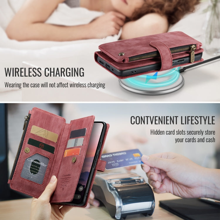 For Google Pixel 9 / 9 Pro CaseMe C30 Card Slots Zipper Wallet Leather Phone Case(Wine Red)