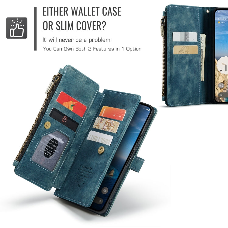 For Google Pixel 10 / 10 Pro / 9 CaseMe C30 Card Slots Zipper Wallet Leather Phone Case(Blue)
