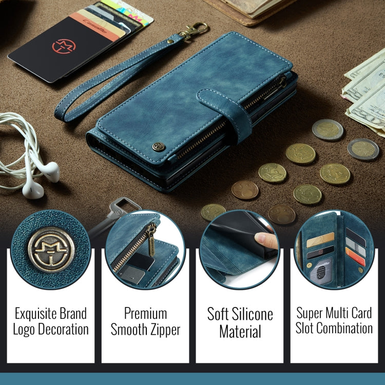 For Google Pixel 10 / 10 Pro / 9 CaseMe C30 Card Slots Zipper Wallet Leather Phone Case(Blue)