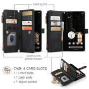 For Google Pixel 9 Pro XL CaseMe C30 Card Slots Zipper Wallet Leather Phone Case(Black)