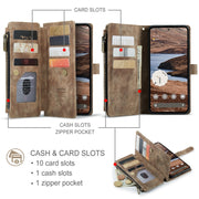For Google Pixel 9 Pro XL CaseMe C30 Card Slots Zipper Wallet Leather Phone Case(Brown)