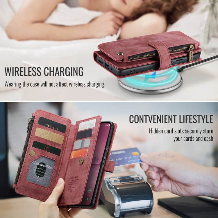 For Google Pixel 9 Pro XL CaseMe C30 Card Slots Zipper Wallet Leather Phone Case(Wine Red)