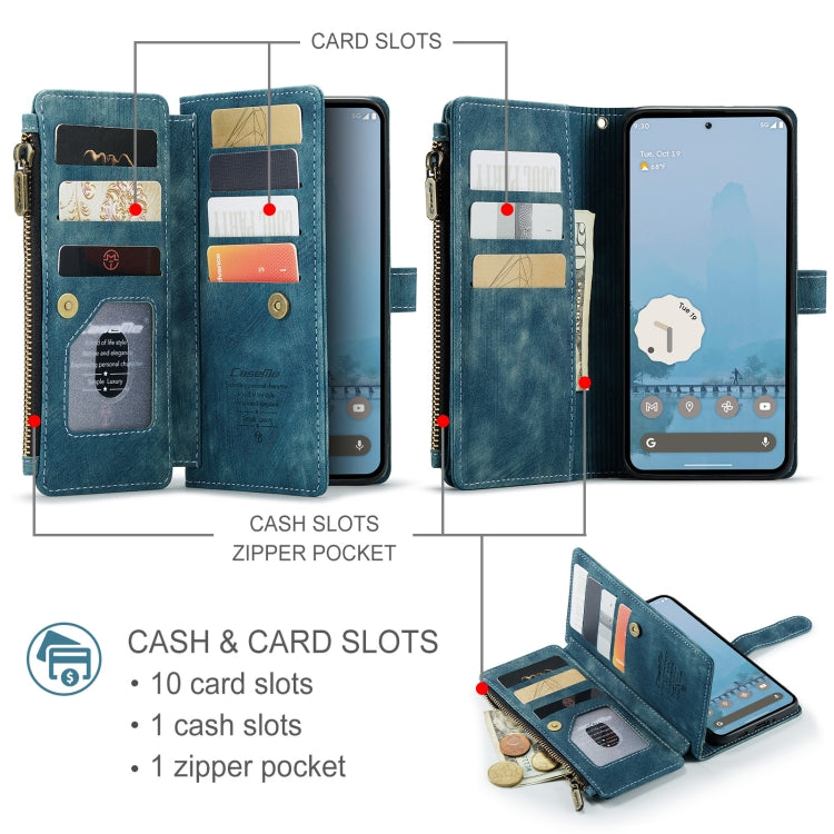 For Google Pixel 9 Pro XL CaseMe C30 Card Slots Zipper Wallet Leather Phone Case(Blue)