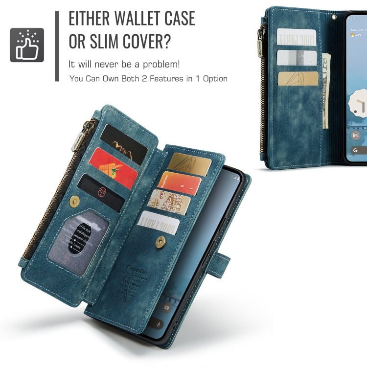 For Google Pixel 9 Pro XL CaseMe C30 Card Slots Zipper Wallet Leather Phone Case(Blue)