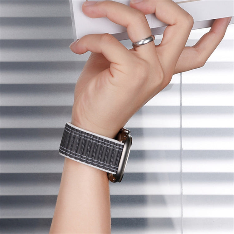 For Apple Watch Ultra 49mm Sea Wave Nylon Hook and Loop Fastener Watch Band(White)