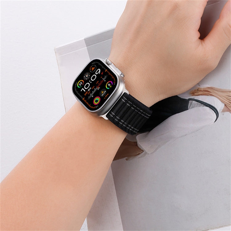 For Apple Watch Ultra 49mm Sea Wave Nylon Hook and Loop Fastener Watch Band(White)