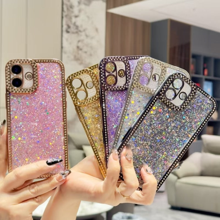 For iPhone 16 Diamond Glitter Sequins TPU Phone Case(Purple)