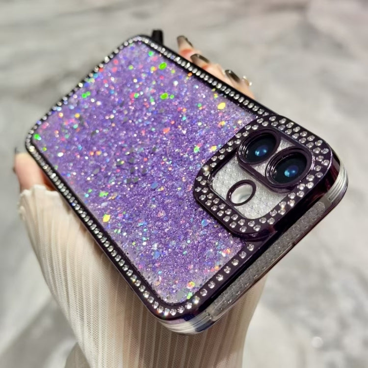 For iPhone 16 Diamond Glitter Sequins TPU Phone Case(Purple)