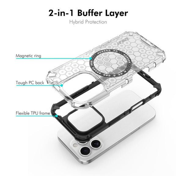 For iPhone 16 Pro Max ENKAY Hat-Prince Honeycomb MagSafe Shockproof Phone Case with Large Arc Edge Film(Green)