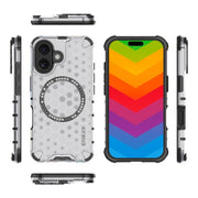 For iPhone 16 Plus ENKAY Hat-Prince Honeycomb MagSafe Shockproof Phone Case with Large Arc Edge Film(Green)
