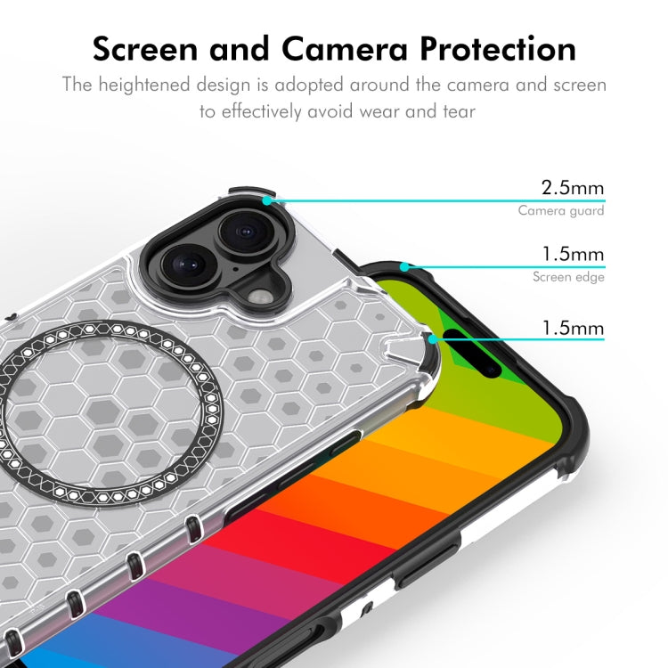 For iPhone 16 Plus ENKAY Hat-Prince Honeycomb MagSafe Shockproof Phone Case with Large Arc Edge Film(Green)