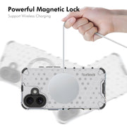 For iPhone 16 Plus ENKAY Hat-Prince Honeycomb MagSafe Shockproof Phone Case with Large Arc Edge Film(Green)