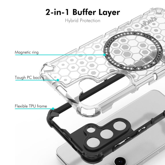 For Samsung Galaxy S24+ 5G ENKAY Hat-Prince Honeycomb MagSafe Shockproof Phone Case with 0.18mm Film(Grey)