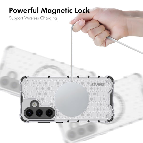 For Samsung Galaxy S24+ 5G ENKAY Hat-Prince Honeycomb MagSafe Shockproof Phone Case with 0.18mm Film(Grey)