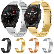 For Garmin Tactix 7 AMOLED Tortoise Shell 26mm Stainless Steel Watch Band(Gold)