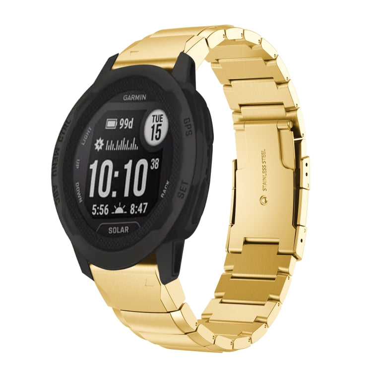 For Garmin  Instinct 2 Solar Tortoise Shell 22mm Stainless Steel Watch Band(Gold)