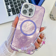 For iPhone 16 Pro Plating Texture Wristband MagSafe TPU Phone Case with Glitter Lens Film(Purple Tinfoil Texture) - iPhone 16 Pro Cases by PMC TechLife | Online Shopping South Africa | PMC TechLife | Buy Now Pay Later Mobicred