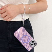 For iPhone 16 Plating Texture Wristband MagSafe TPU Phone Case with Glitter Lens Film(White Water Ripples)