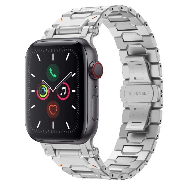 For Apple Watch Series 4 44mm Pathfinder Stainless Steel Metal Watch Band(Silver)
