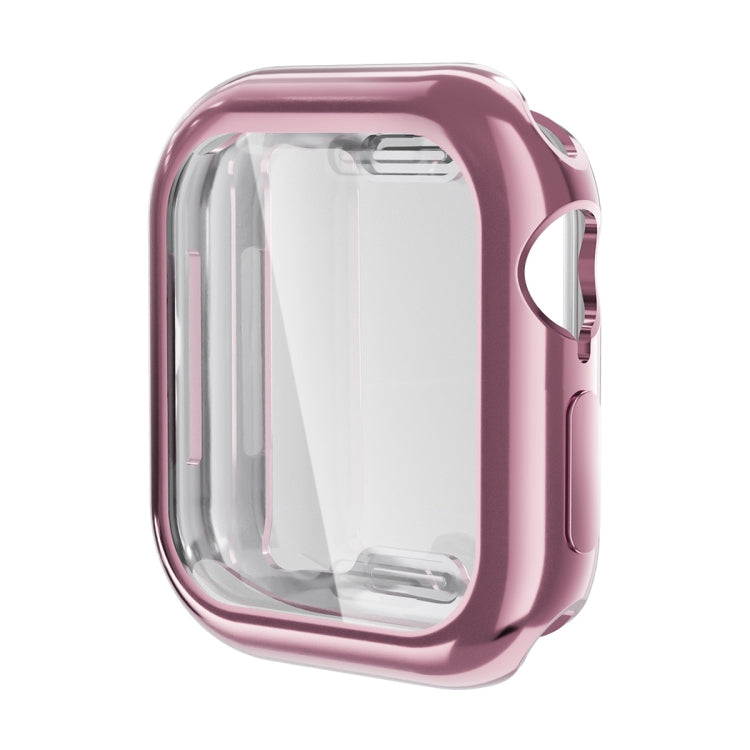 For Apple Watch Series 10 42mm ENKAY Hat-Prince Electroplated Soft TPU Case with Screen Film(Pink)