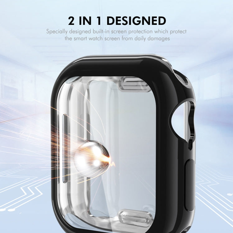 For Apple Watch Series 10 46mm ENKAY Hat-Prince Electroplated Soft TPU Case with Screen Film(Dark Blue)