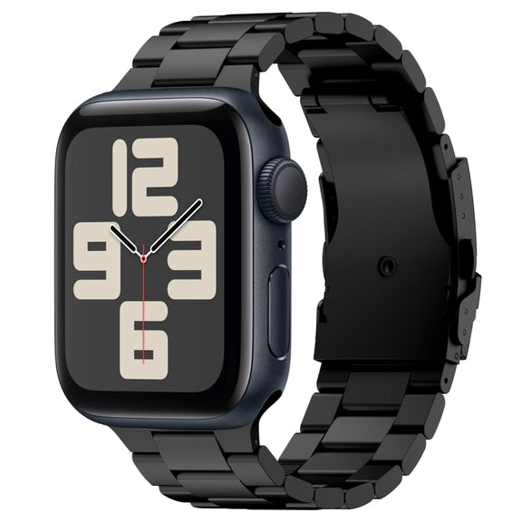 For Apple Watch SE 2023 40mm Three Beads Titanium Alloy Metal Watch Band(Black)