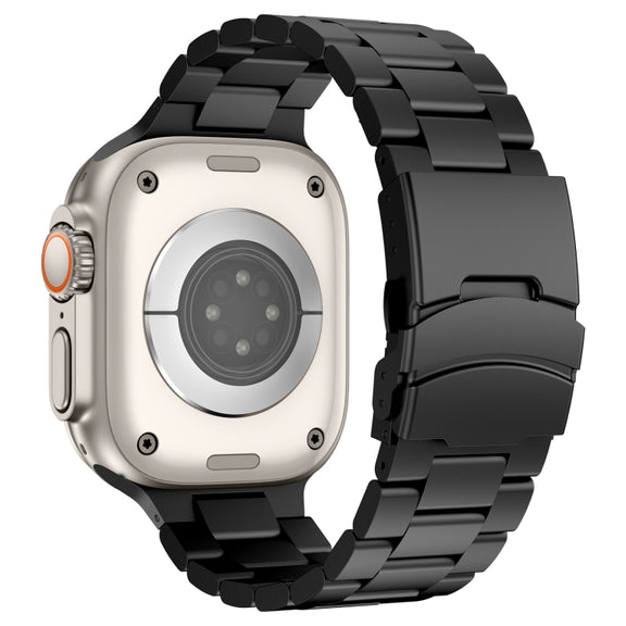 For Apple Watch Series 9 41mm Three Beads Titanium Alloy Metal Watch Band(Black)