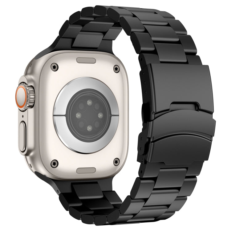 For Apple Watch Series 9 41mm Three Beads Titanium Alloy Metal Watch Band(Black)