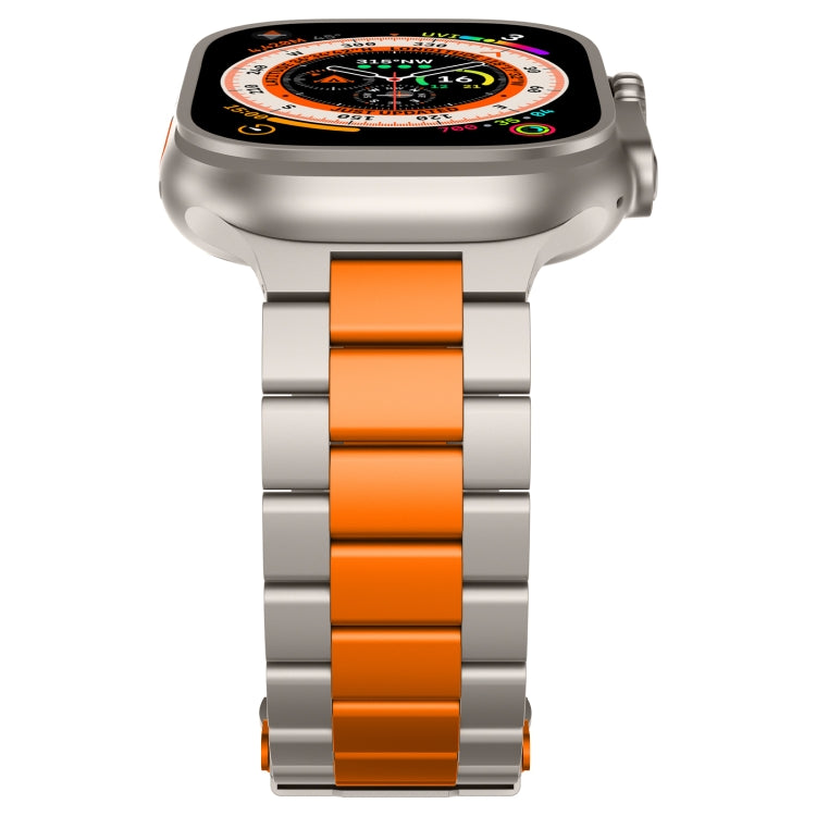 For Apple Watch Series 9 41mm Three Beads Titanium Alloy Metal Watch Band(Titanium Orange)