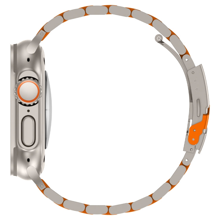 For Apple Watch Series 9 41mm Three Beads Titanium Alloy Metal Watch Band(Titanium Orange)