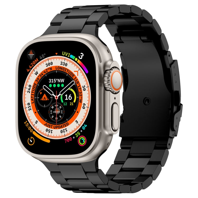 For Apple Watch Ultra 49mm Three Beads Titanium Alloy Metal Watch Band(Black)