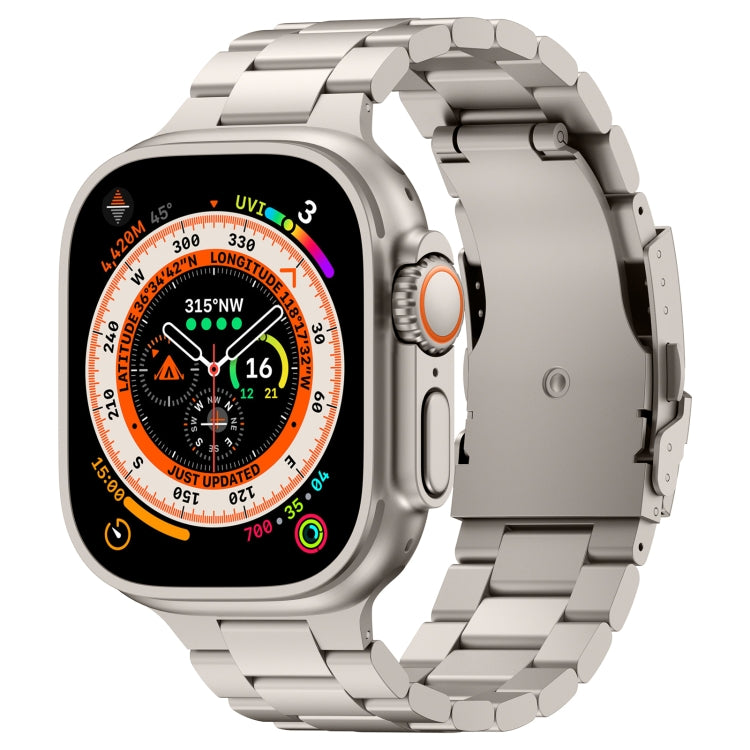 For Apple Watch Ultra 49mm Three Beads Titanium Alloy Metal Watch Band(Titanium Color)
