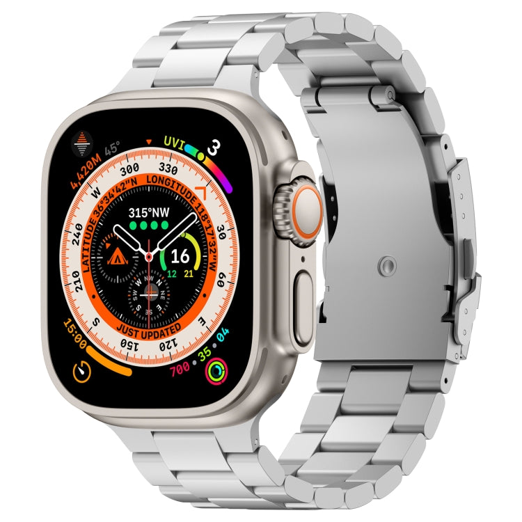 For Apple Watch Ultra 49mm Three Beads Titanium Alloy Metal Watch Band(Titanium Orange)