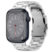 For Apple Watch Series 8 41mm Three Beads Titanium Alloy Metal Watch Band(Silver)