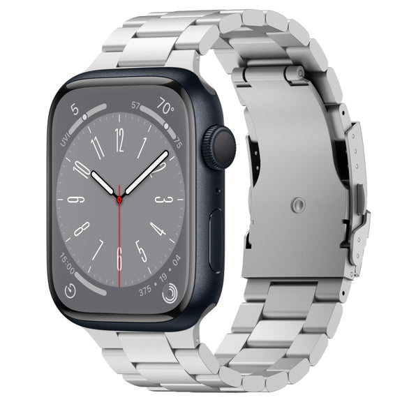 For Apple Watch Series 8 41mm Three Beads Titanium Alloy Metal Watch Band(Silver)