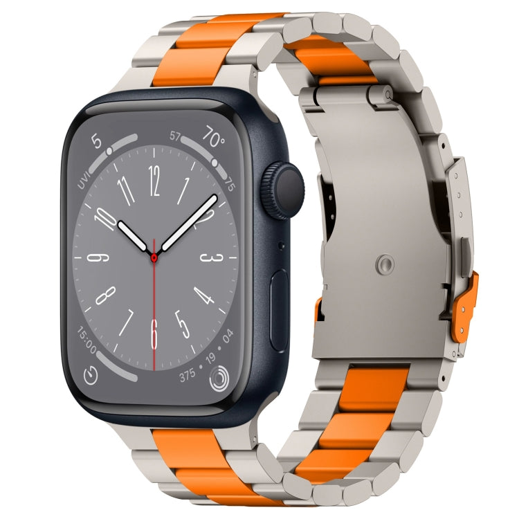 For Apple Watch Series 8 41mm Three Beads Titanium Alloy Metal Watch Band(Titanium Orange)
