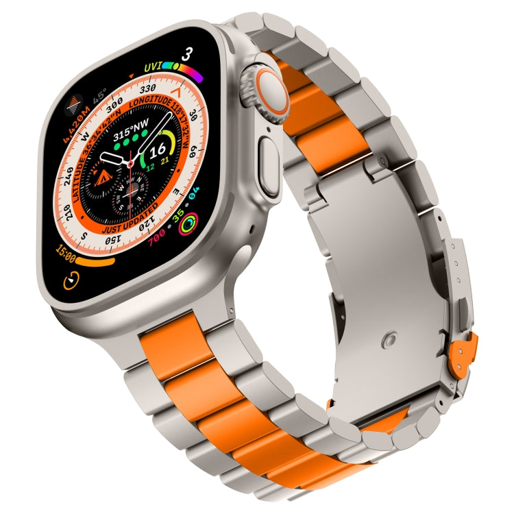 For Apple Watch Series 8 41mm Three Beads Titanium Alloy Metal Watch Band(Titanium Orange)