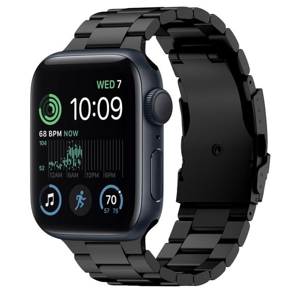 For Apple Watch SE 2022 40mm Three Beads Titanium Alloy Metal Watch Band(Black)