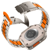 For Apple Watch SE 2022 40mm Three Beads Titanium Alloy Metal Watch Band(Titanium Orange)