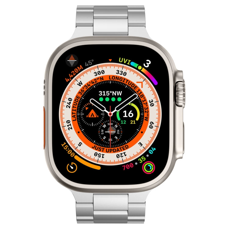 For Apple Watch Series 7 41mm Three Beads Titanium Alloy Metal Watch Band(Silver)
