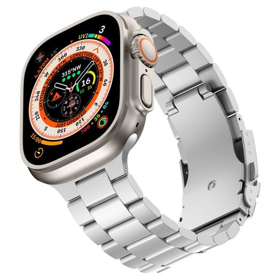 For Apple Watch Series 7 41mm Three Beads Titanium Alloy Metal Watch Band(Silver)