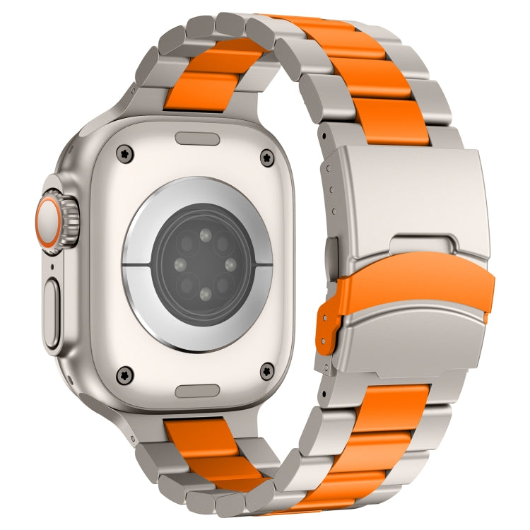 For Apple Watch Series 7 41mm Three Beads Titanium Alloy Metal Watch Band(Titanium Orange)